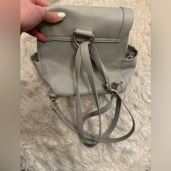 JUSTFAB Grey Circle Flap Backpack with gold buckle - Picture 8 of 9